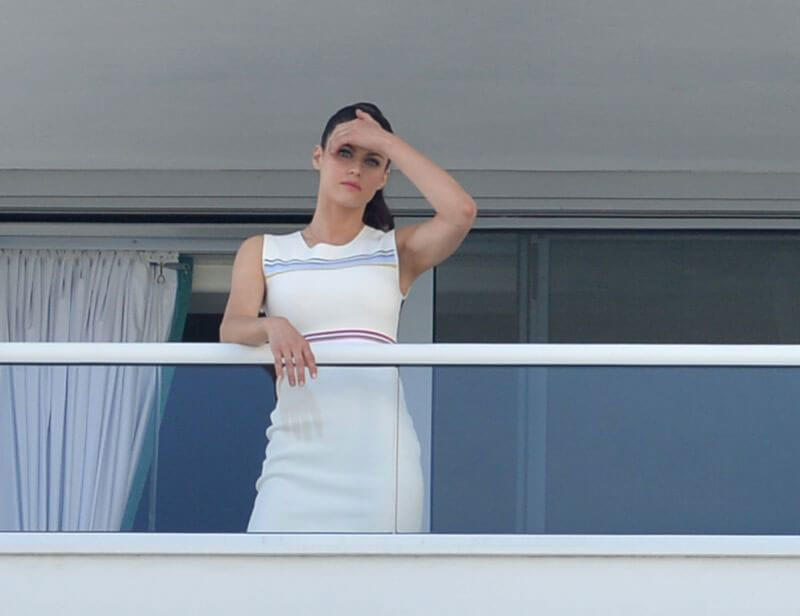 Alexandra Daddario Stills at Her Hotel Balcony in Miami