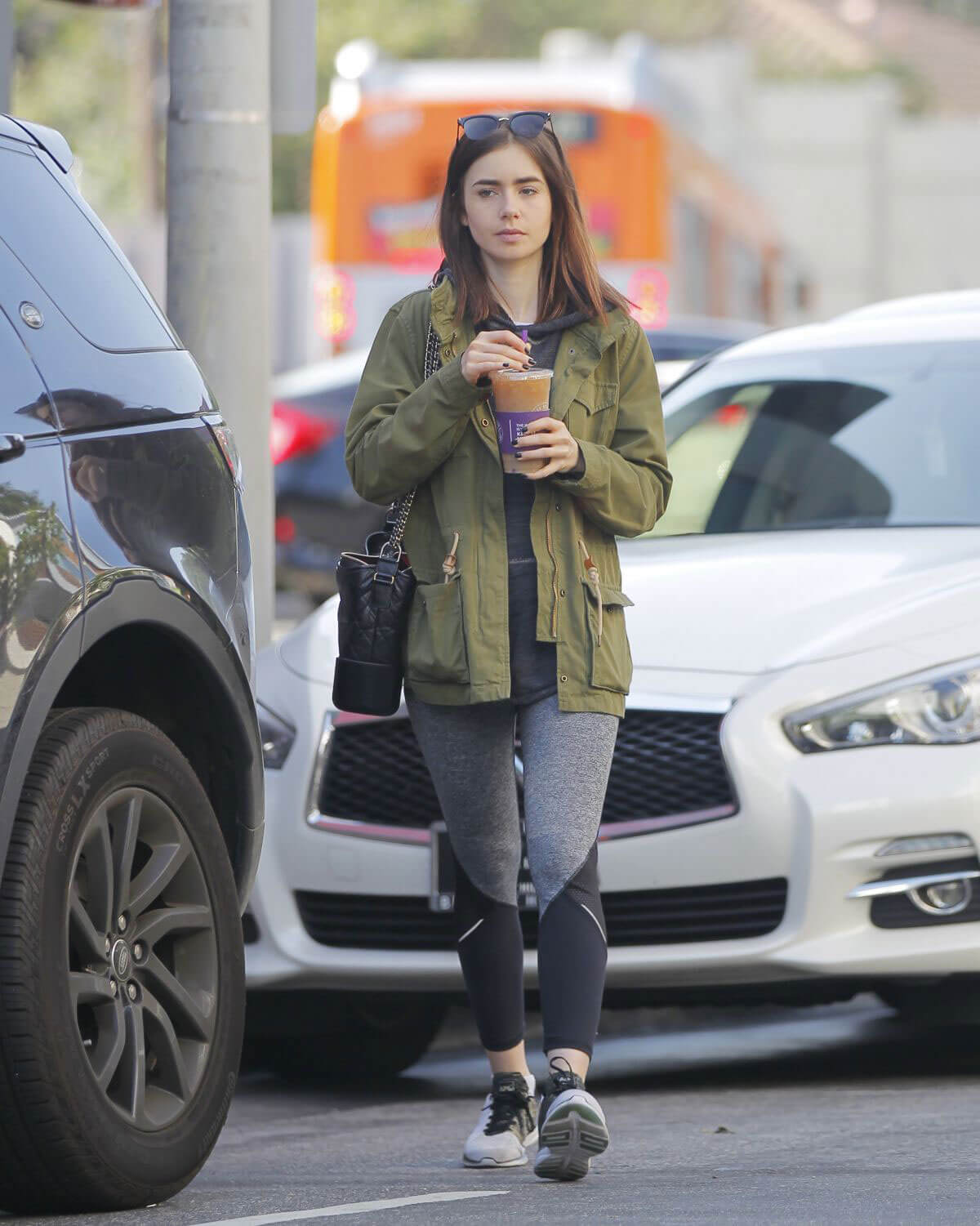 Lily Collins Leaves a Coffee Bean in Los Angeles
