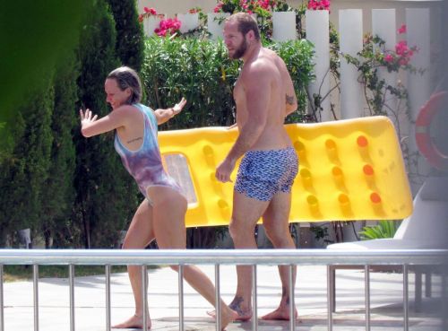 Chloe Madeley in Swimsuit at a Pool in Ibiza Images 1