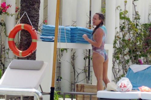 Chloe Madeley in Swimsuit at a Pool in Ibiza Images 4
