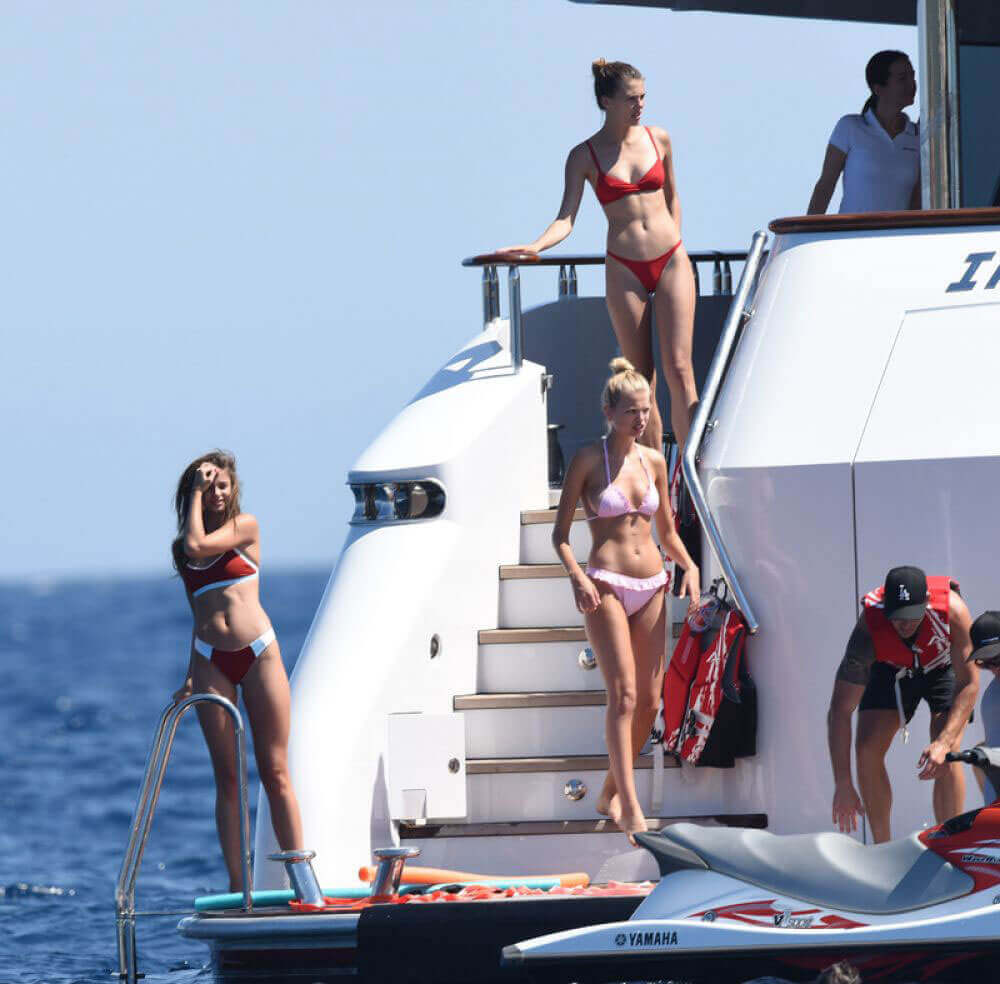 Daphne Groeneveld, Taylor Hill and Georgia Fowler Stills at a Yacht in St. Tropez