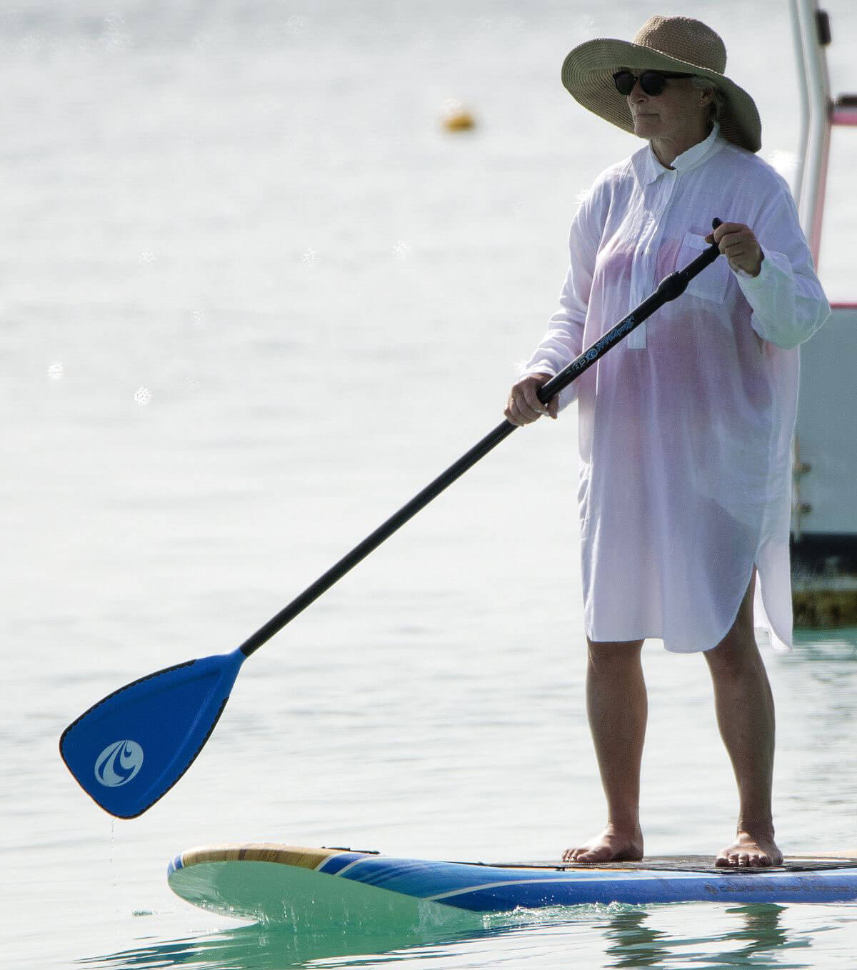 Glenn Close Stills Paddleboarding in Barbados