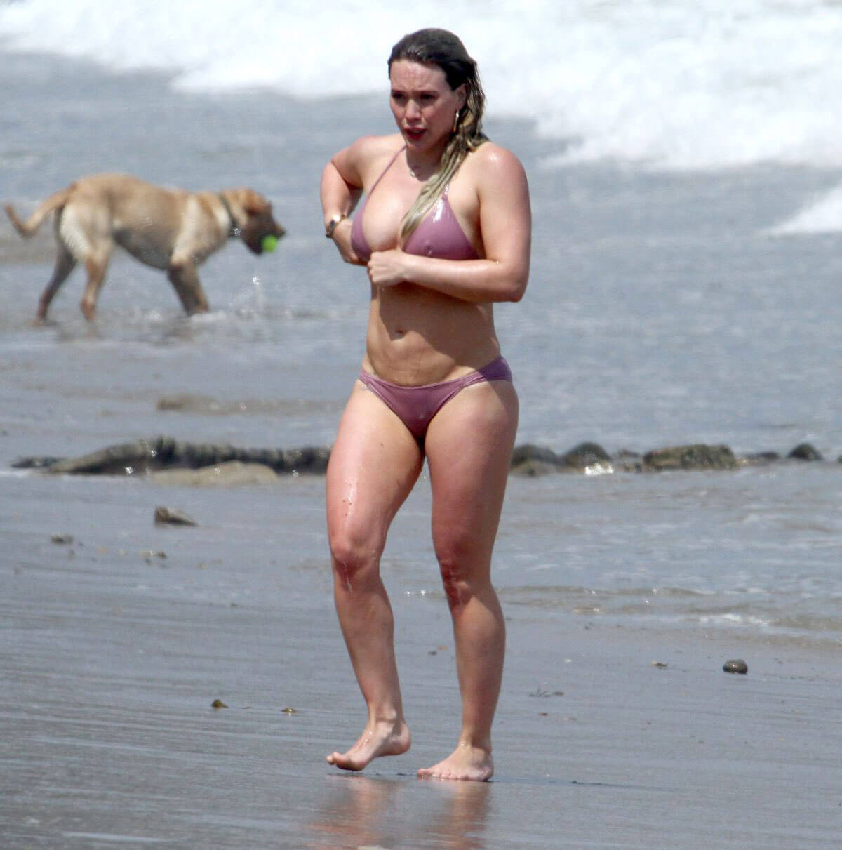 Hilary Duff Stills in Bikini on the Beach in Malibu