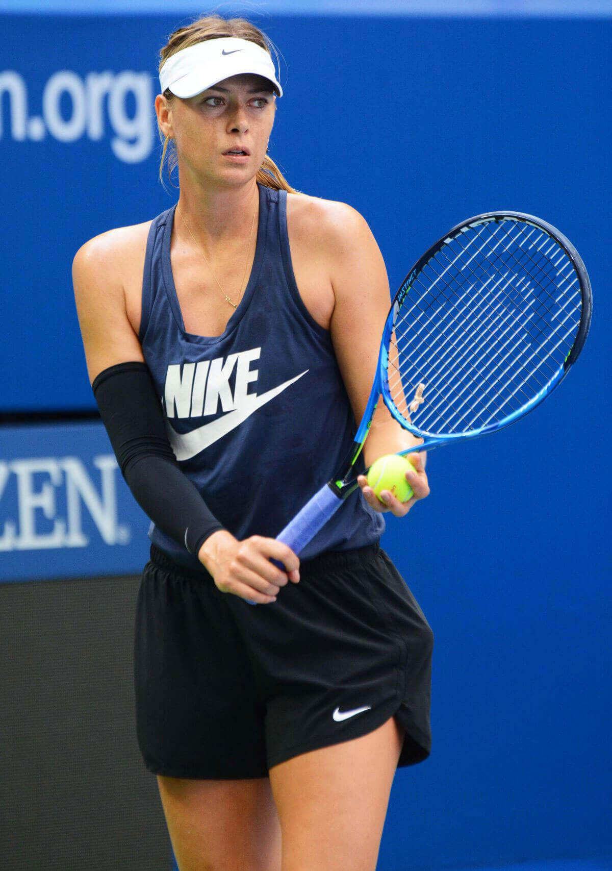 Maria Sharapova Practicing at Arthur Ashe Stadium at Usta Billie Jean King