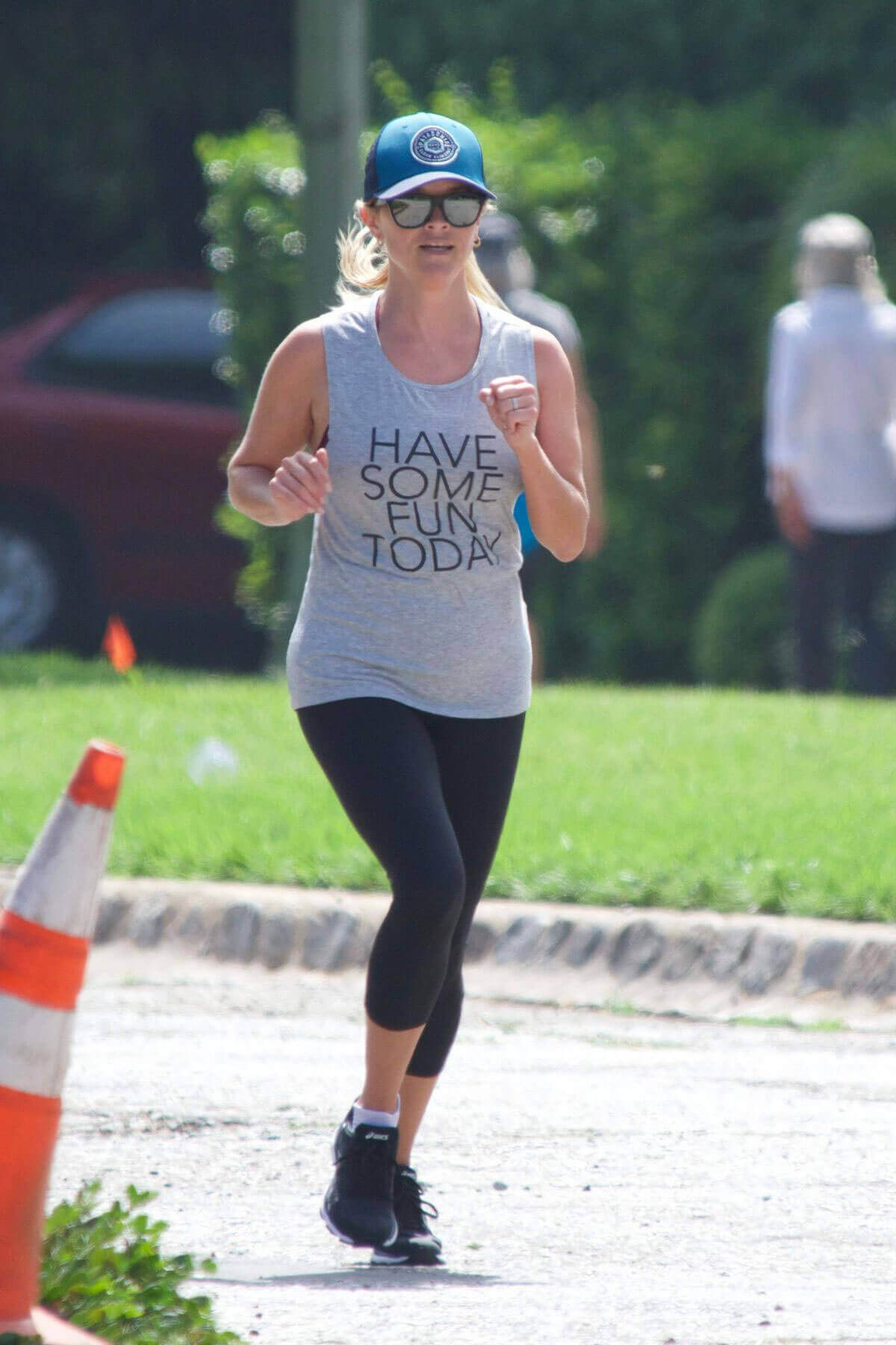 Reese Witherspoon Stills Out Jogging in Brentwood Photos