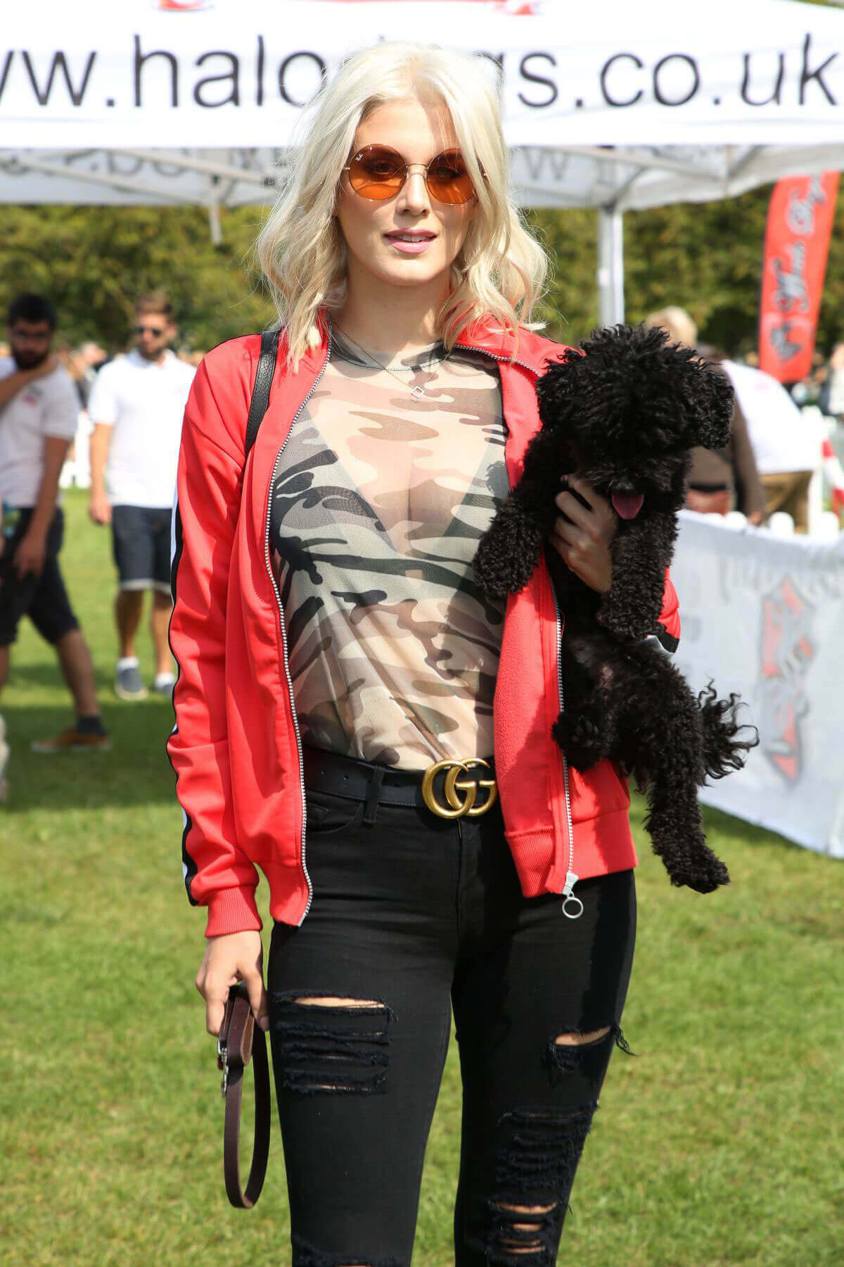 Ashley James wears ripped jeans at pupaid 2017 in London