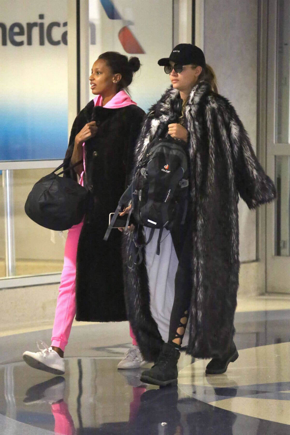 Josephine Skriver and Jasmine Tookes Stills at LAX Airport in Los Angeles