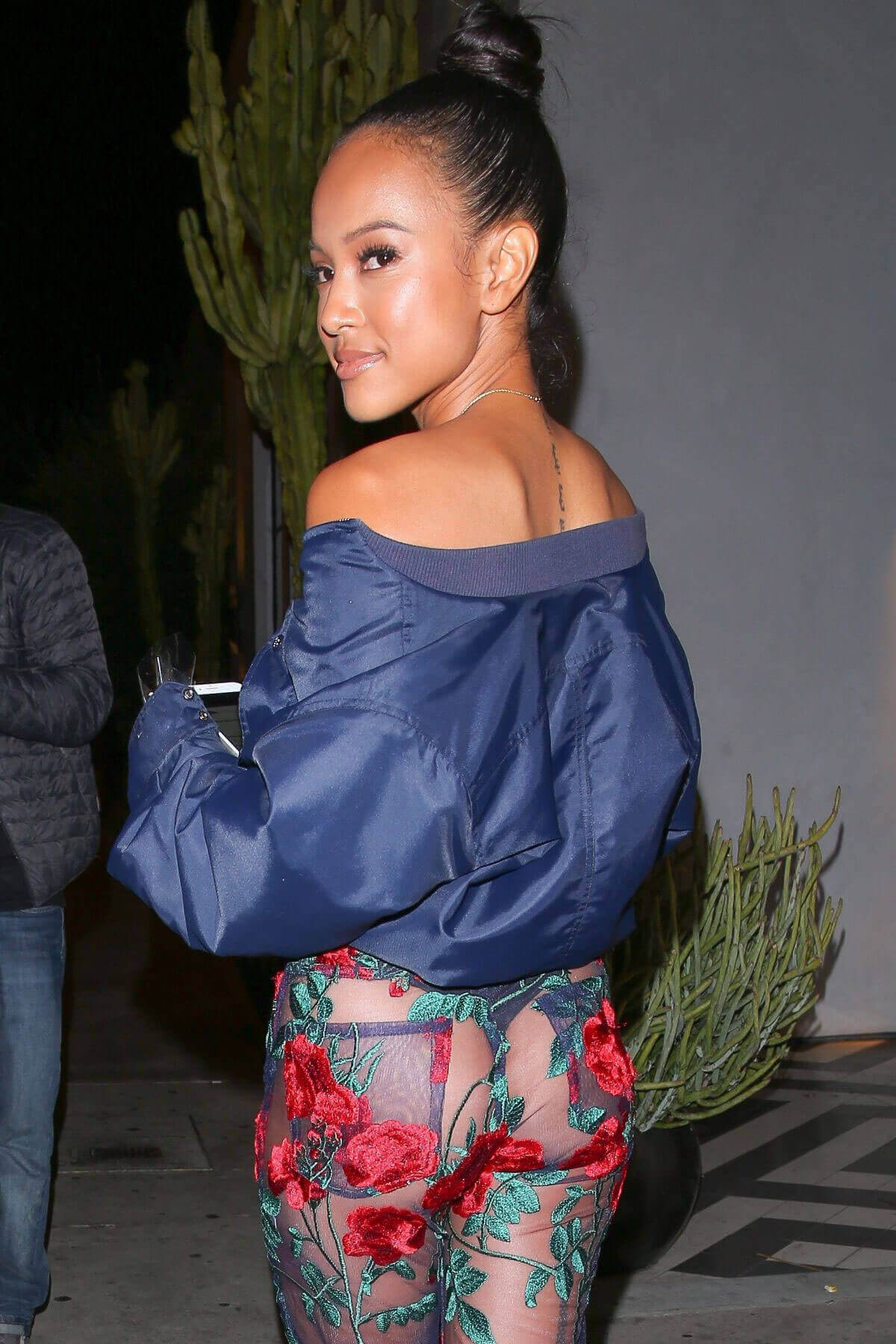 Karrueche Tran shows off Bum in Transparent Pants at Catch LA in West Hollywood