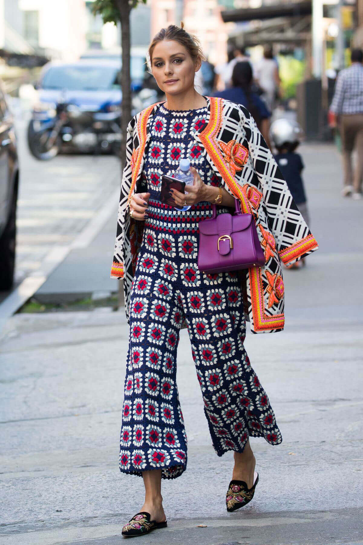Olivia Palermo Stills Crochet Jumpsuit Stills Out in New York