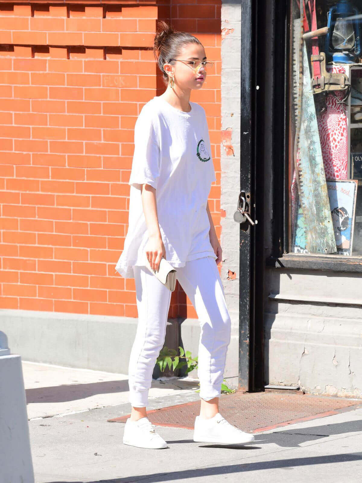Selena Gomez wears All White Dress Up Out and About in New York