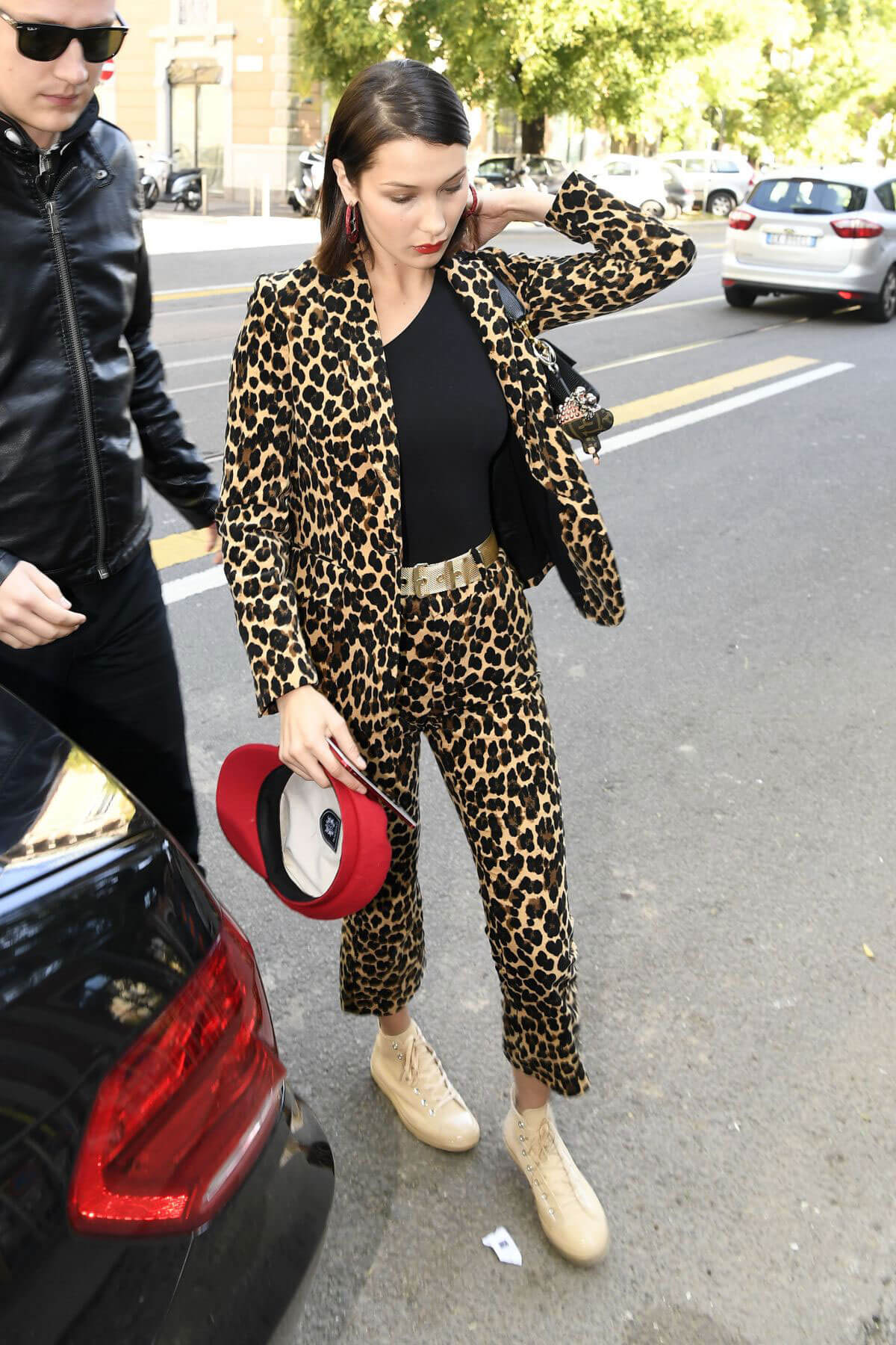 Bella Hadid Arrives at Fendi Fashion Show in Milan