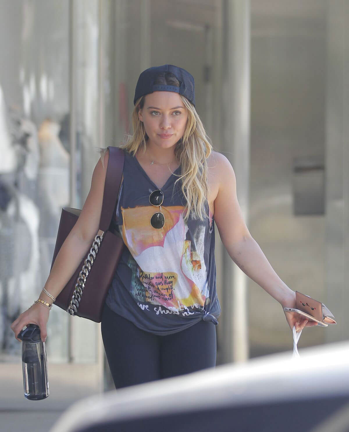Hilary Duff wears tights leggings Out Shopping in Los Angeles