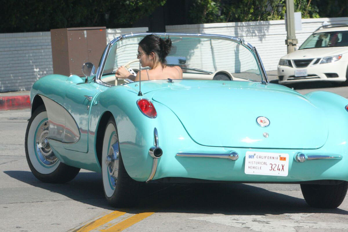 Kendall Jenner Stills Drives Her Vintage Chevrolet in Beverly Hills