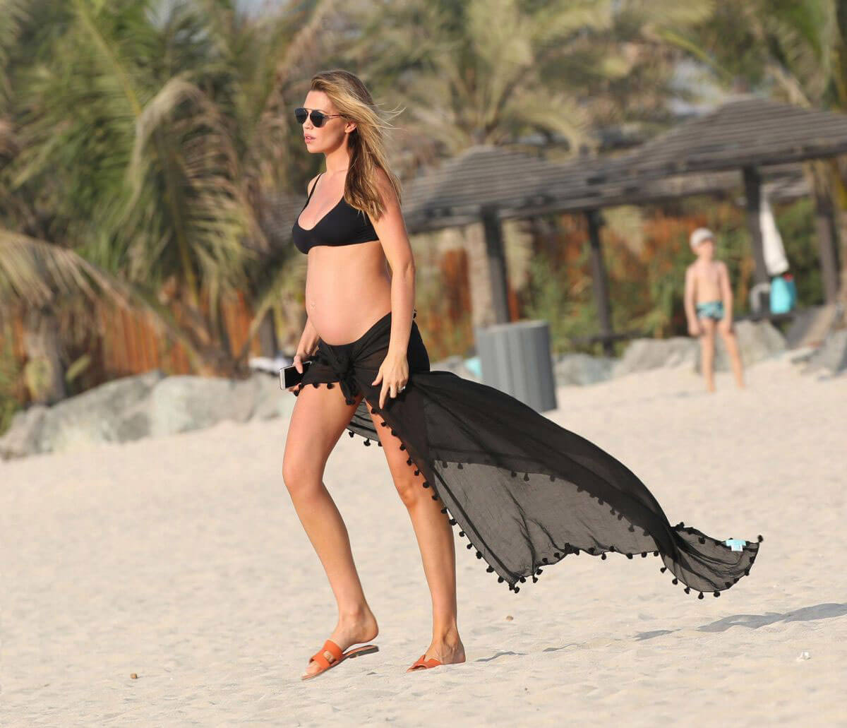 Pregnant Abigail Abbey Clancy Stills in Bikini on the Beach in Dubai