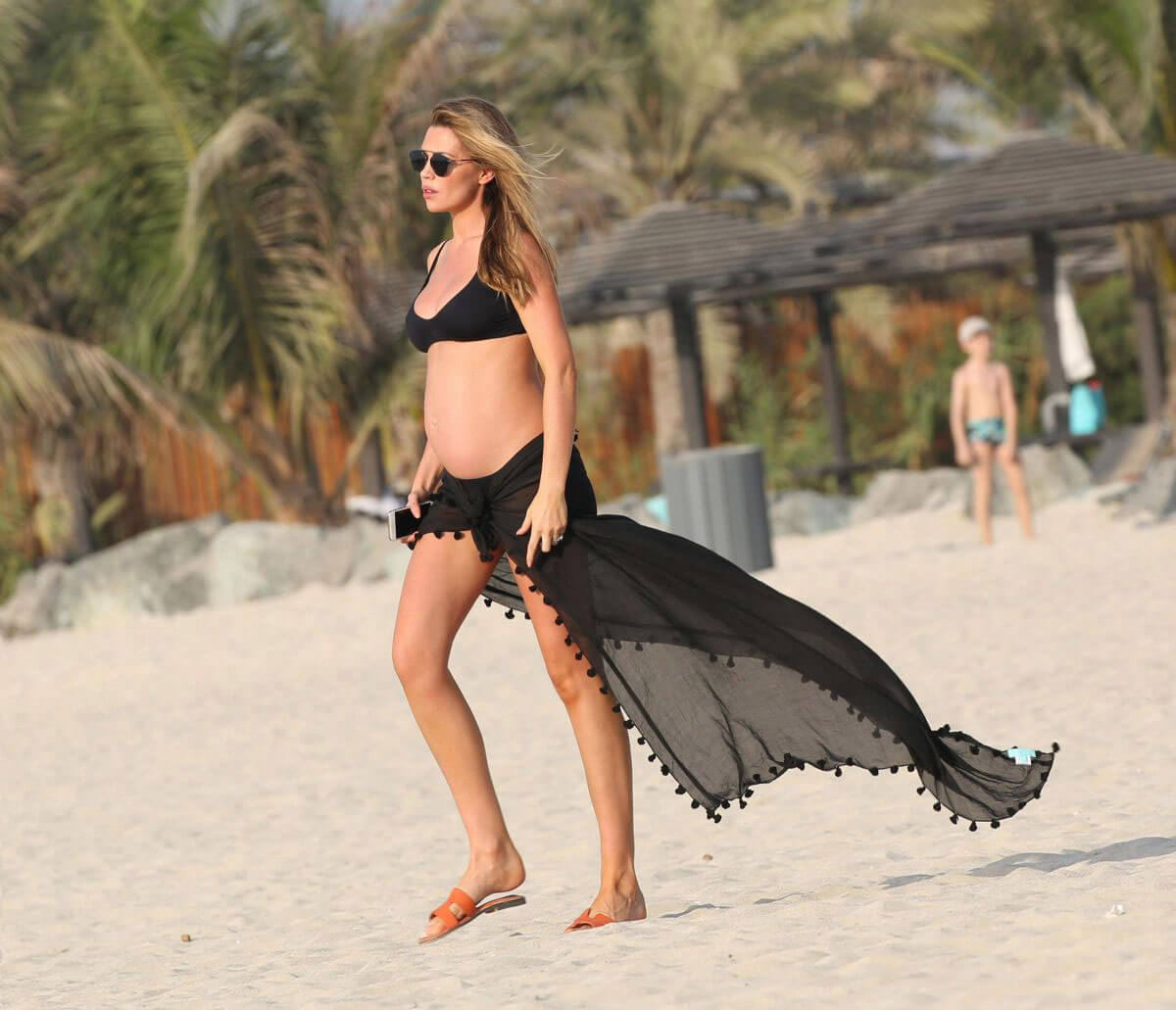 Pregnant Abigail Abbey Clancy Stills in Bikini on the Beach in Dubai