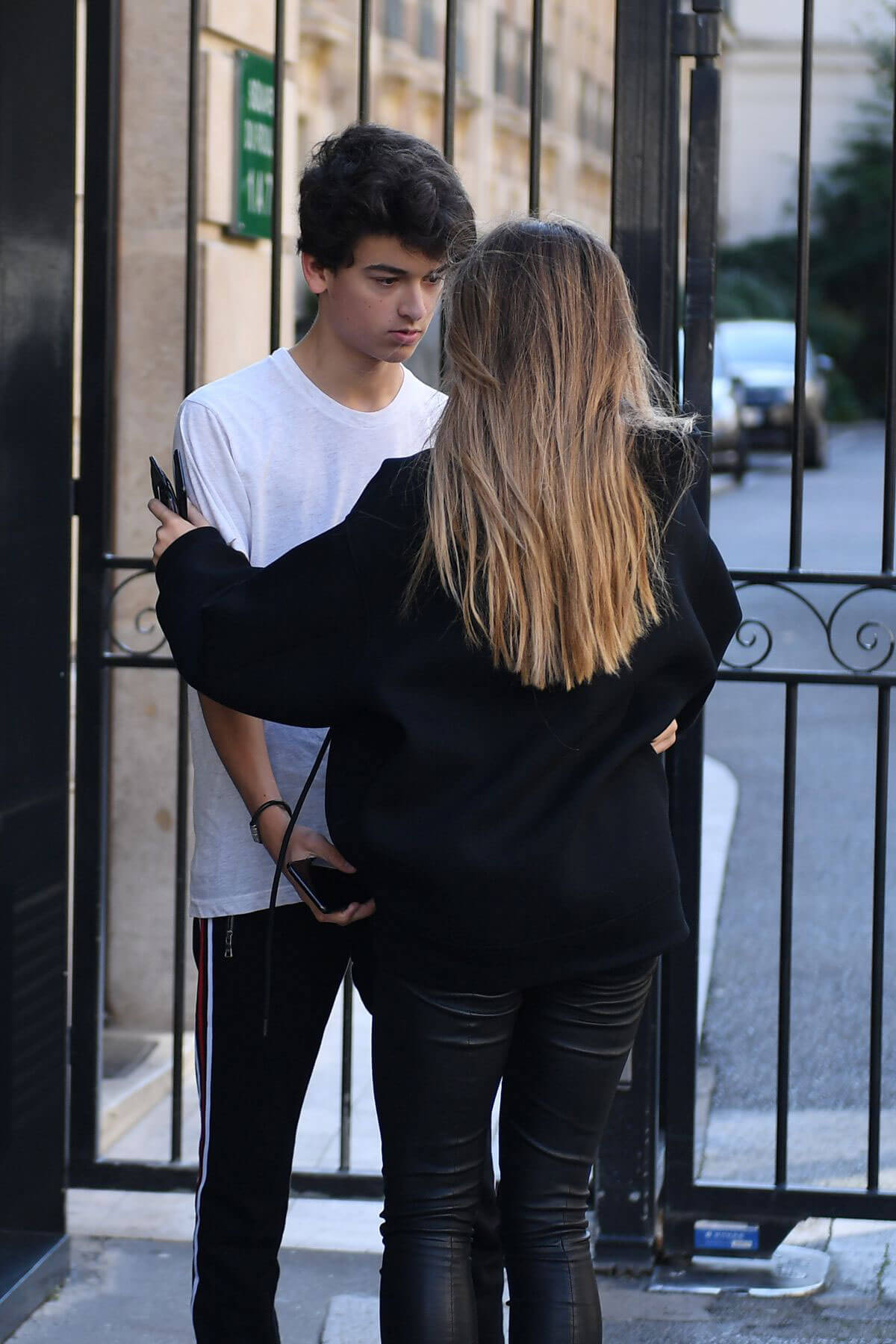 Thylane Blondeau wears black tights Out and About in Paris