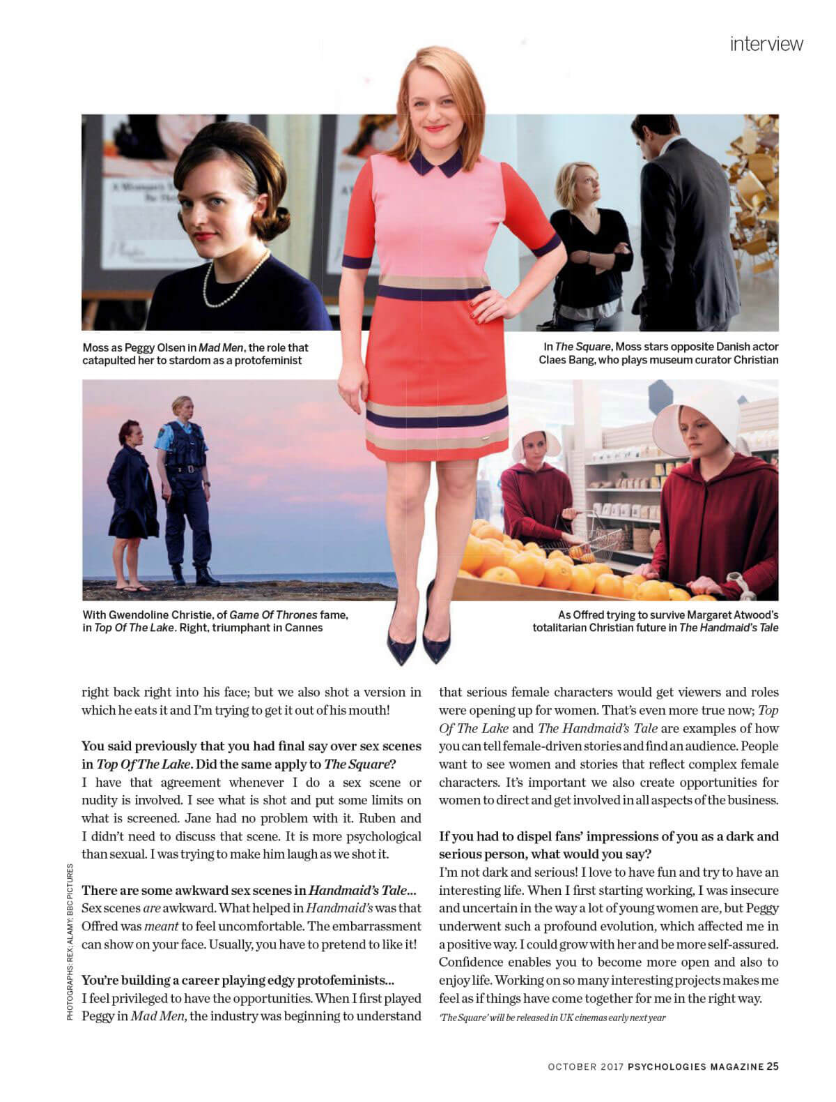 Elisabeth Moss Stills in Psychologies Magazine, October 2017