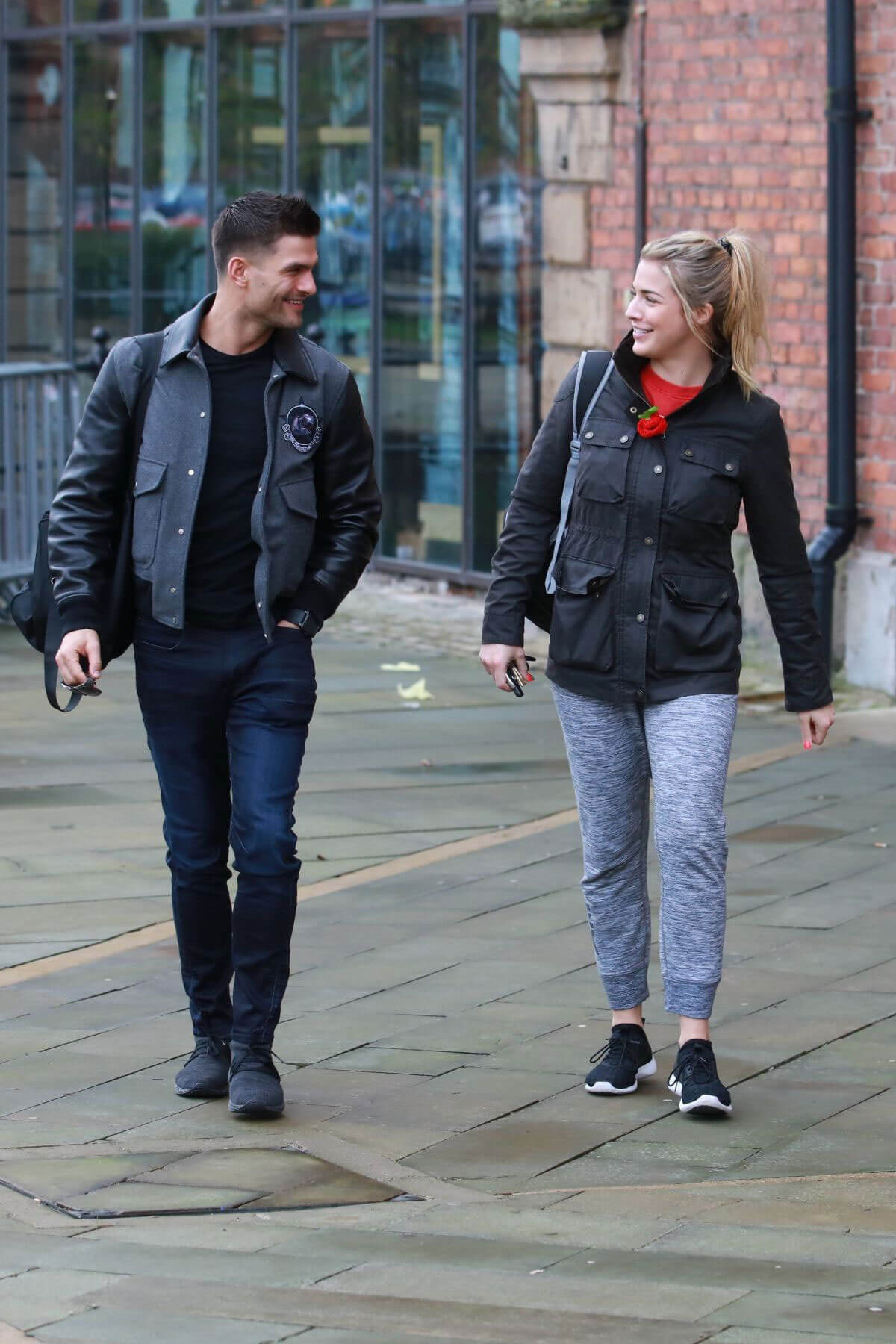Gemma Atkinson and Aljaz Skorjanec Stills Leaving Key 103 Radio in Manchester