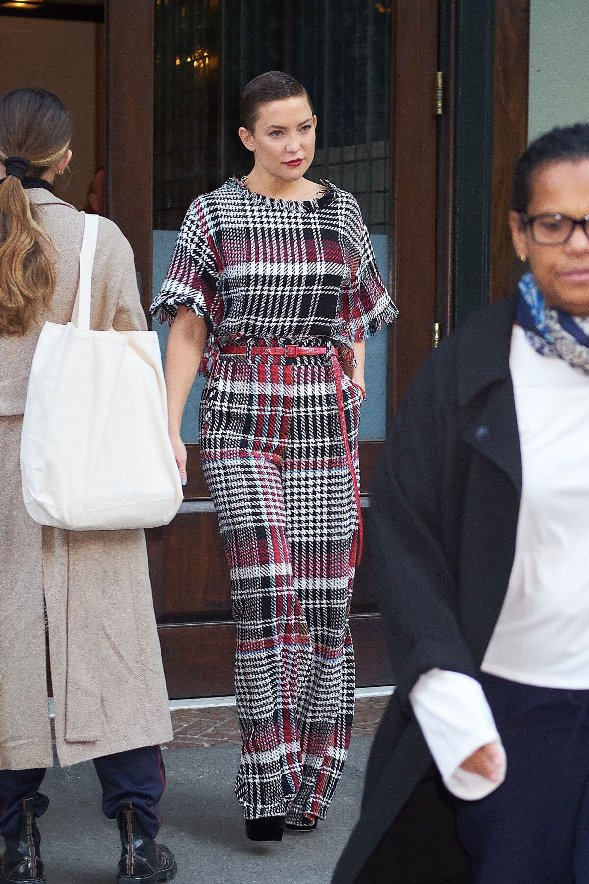 Kate Hudson wears Winter Dress Leaves Her Hotel in New York