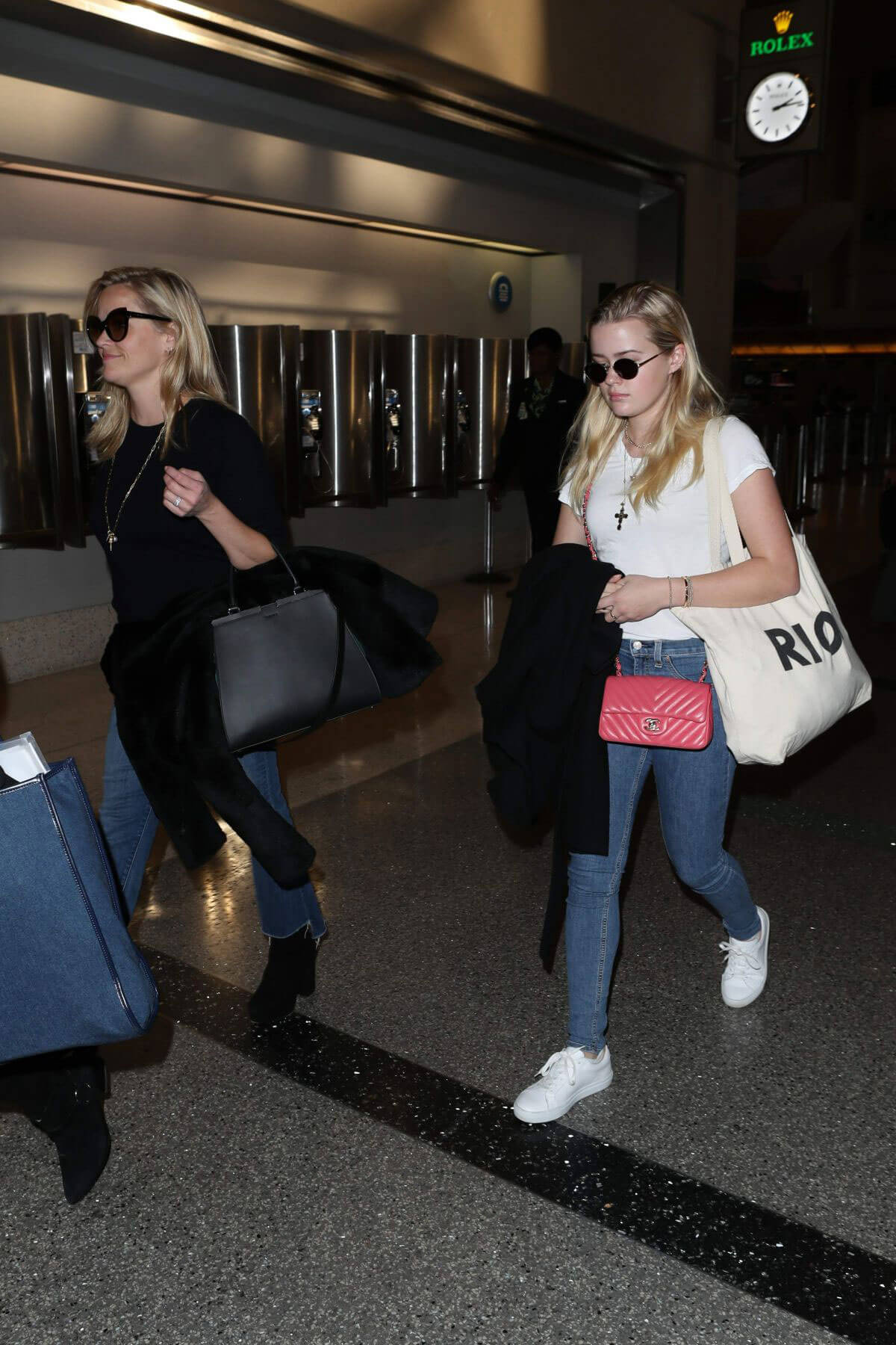 Reese Witherspoon and Ava Phillippe Stills at Charles De Gaulle Airport in Paris