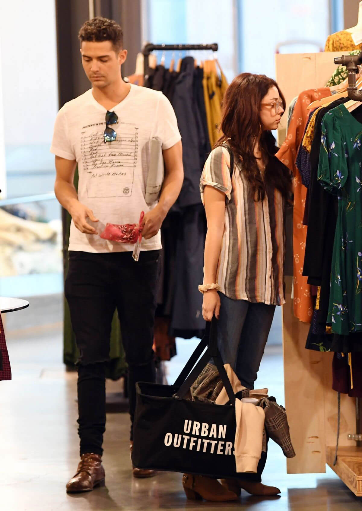 Sarah Hyland and Wells Adams Shopping at Urban Outfitters in Studio City