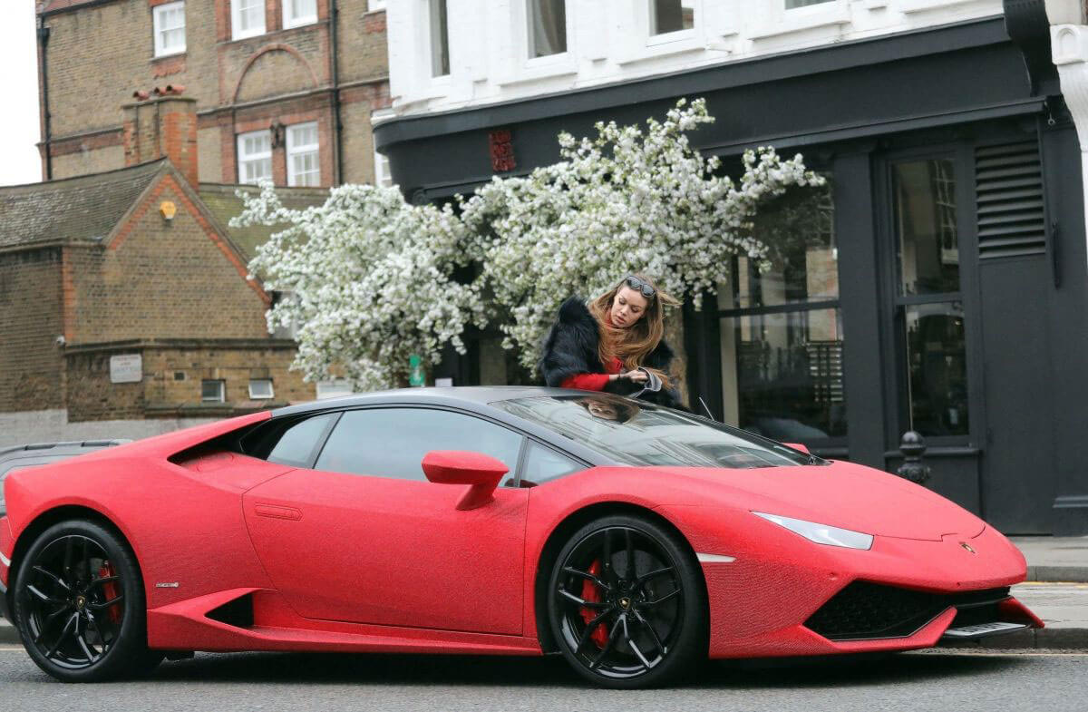 Daria Radionova Stills in Swarovski Crystal Covered Lamborghini Out in London 2017/12/24