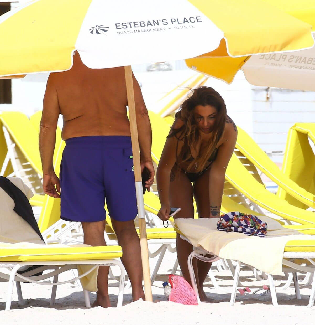 Elettra Miura Lamborghini Stills in Black Bikini at a Beach in Miami