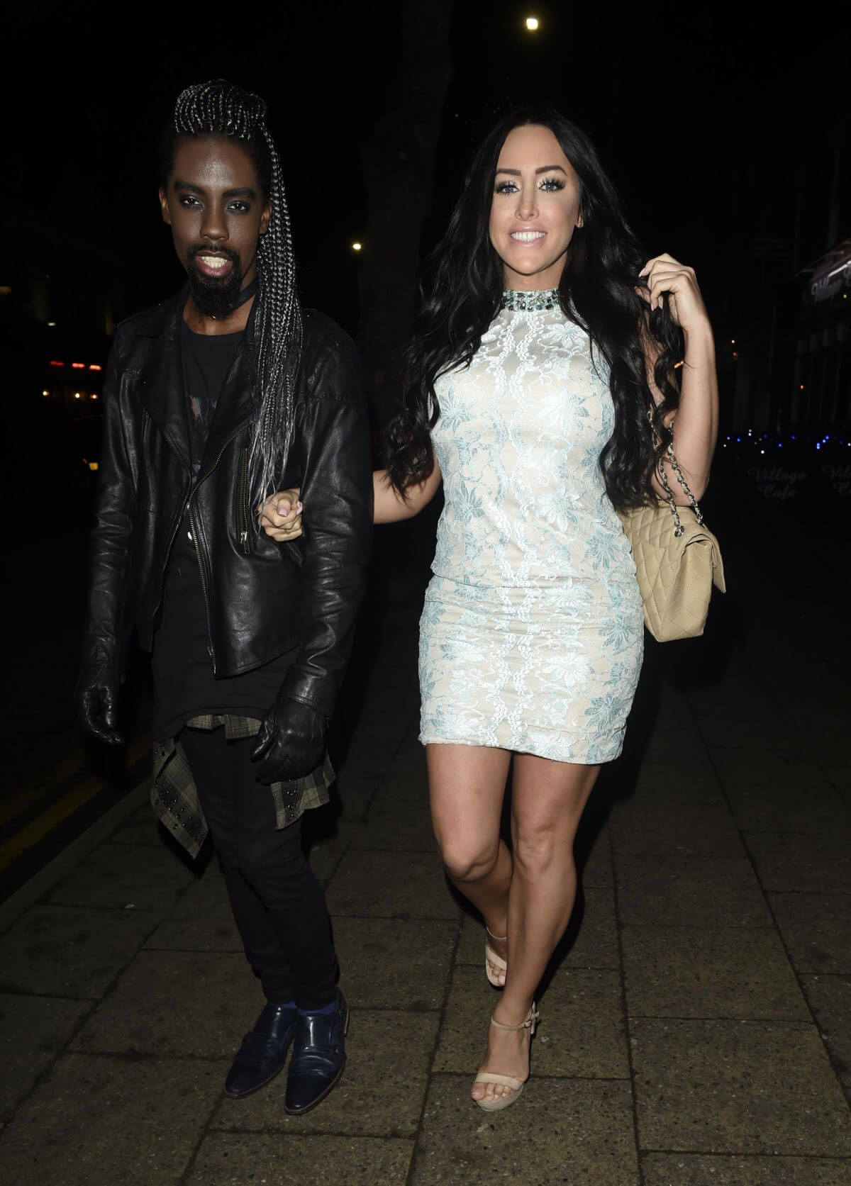 Laura-Alicia Summers shows off beautiful legs in short dress at Blue Lobster in London