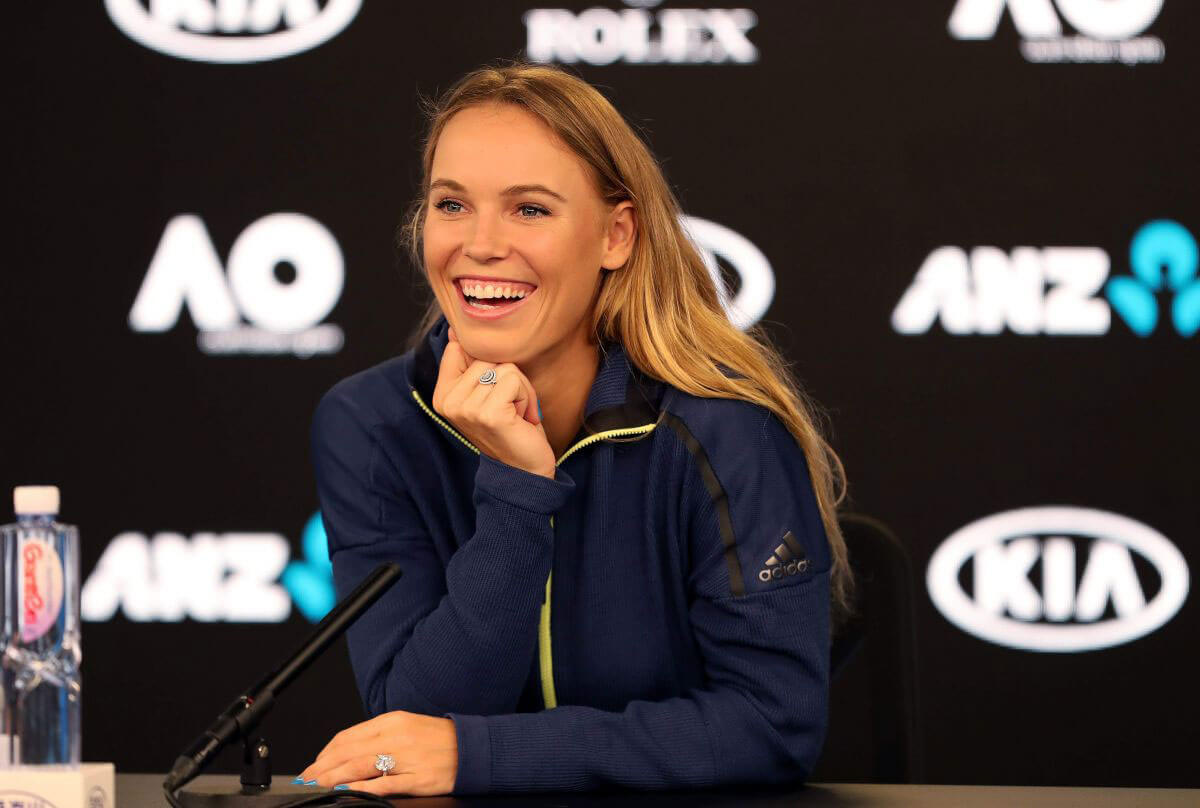 Caroline Wozniacki Stills at Australian Open Tennis Championships Press Conference in Melbourne 2018/01/13