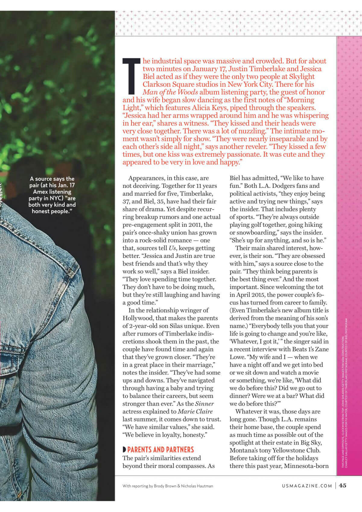 Jessica Biel and Justin Timberlake Stills in US Weekly Magazine, February 5th 2018 Issue
