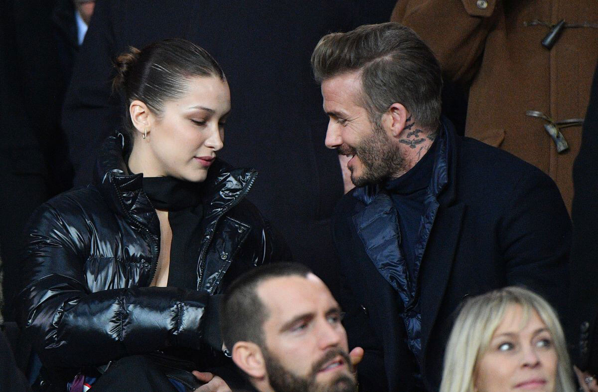 Bella Hadid and David Beckham Stills Paris Saint-Germain vs Real Madrid Game in Paris 2018/03/06