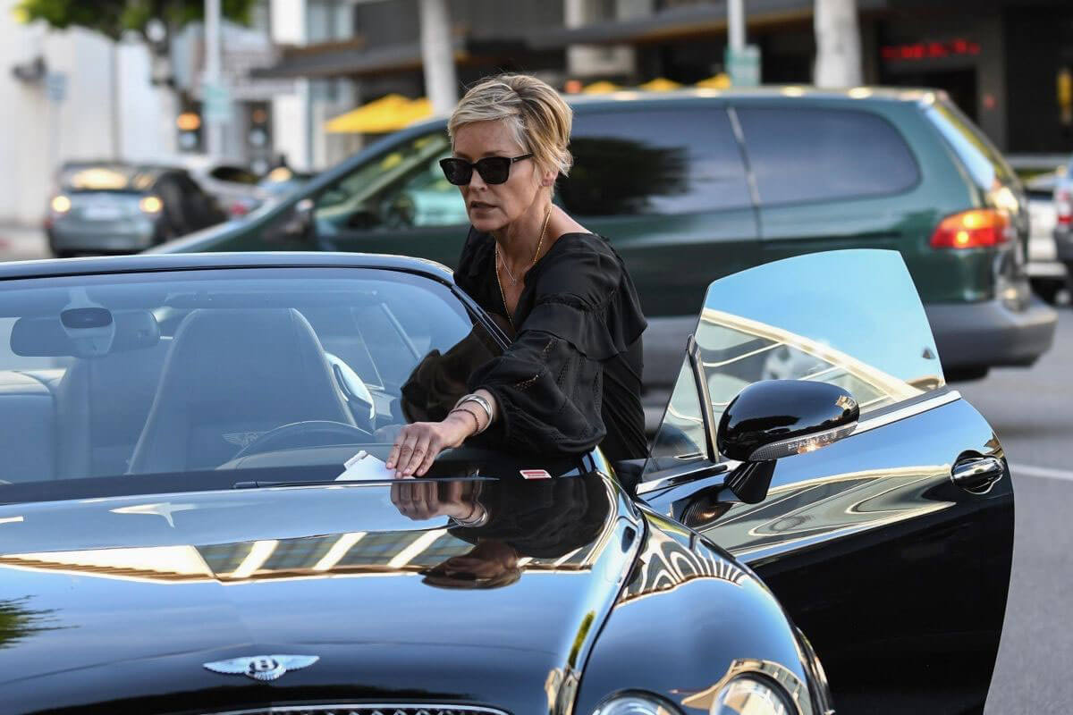 Sharon Stone Stills Gets a Parking Ticket in Beverly Hills 2018/03/06