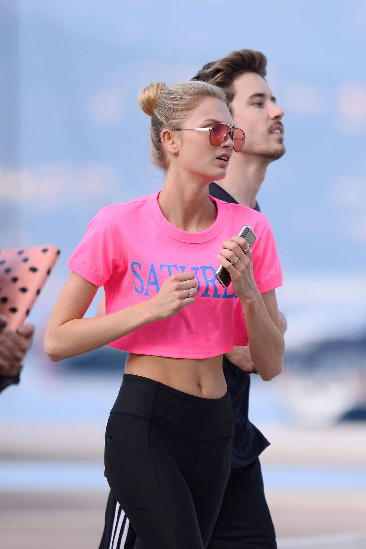 Romee Strijd Stills Out Jogging in Cannes 2018/05/08