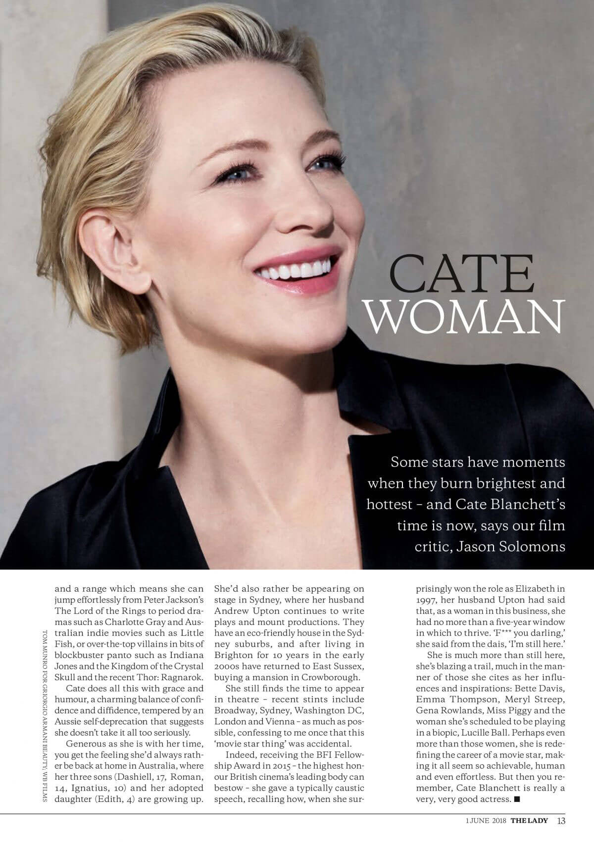 Cate Blanchett in The Lady Magazine, June 2018 Issue