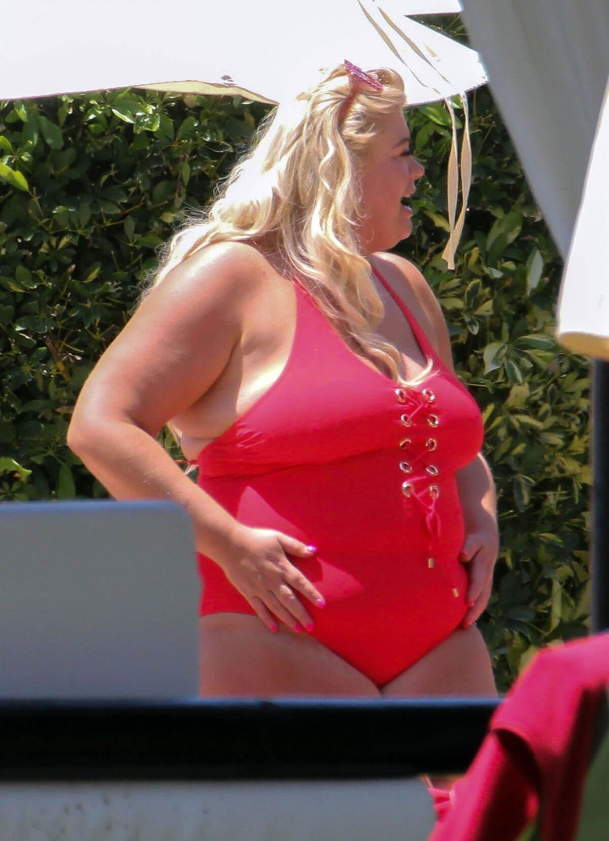 Gemma Collins in Swimsuit at a Pool in Spain 2018/05/27