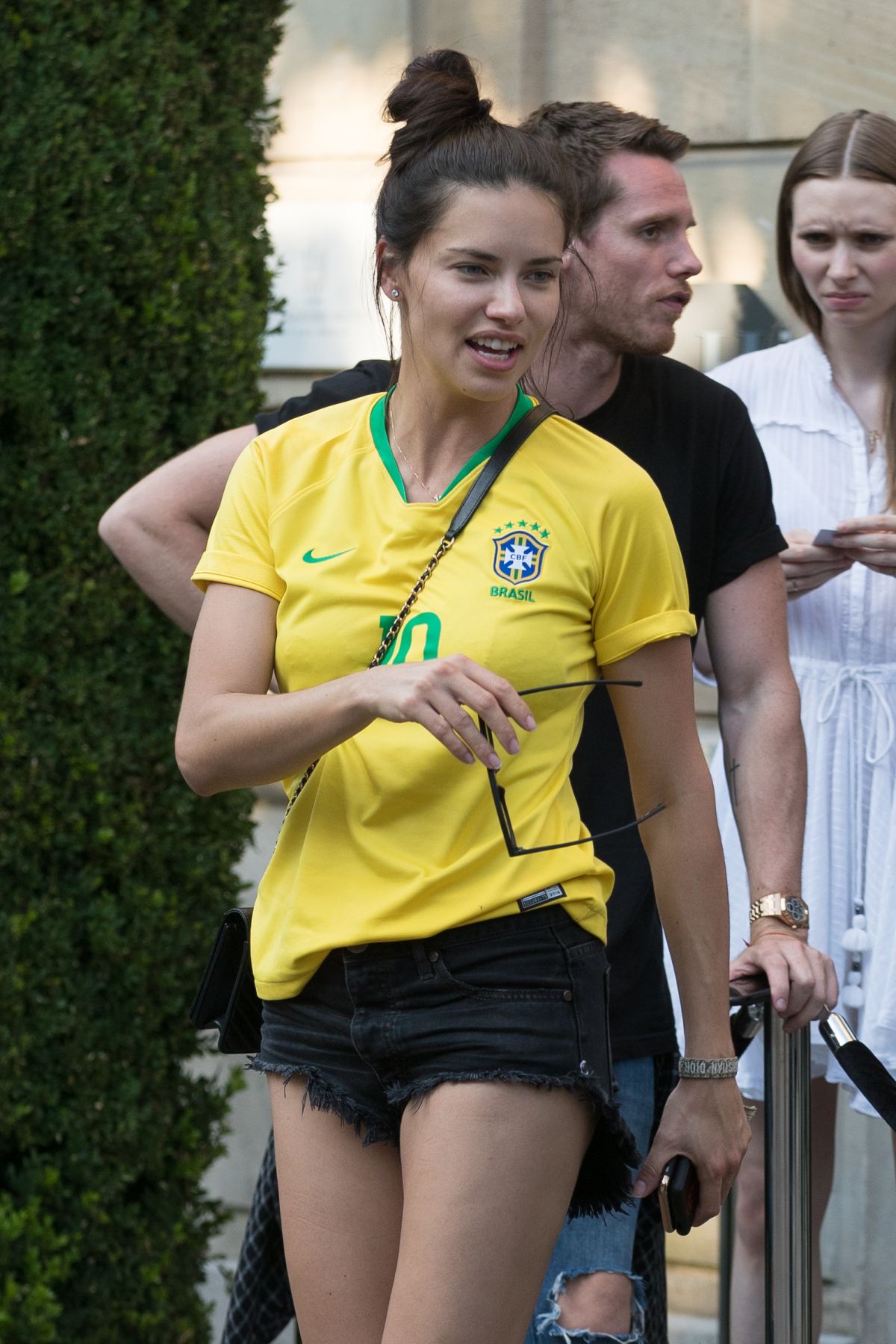 Adriana Lima in Brazil Team Jersey and Shorts Out in Paris 2018/07/02