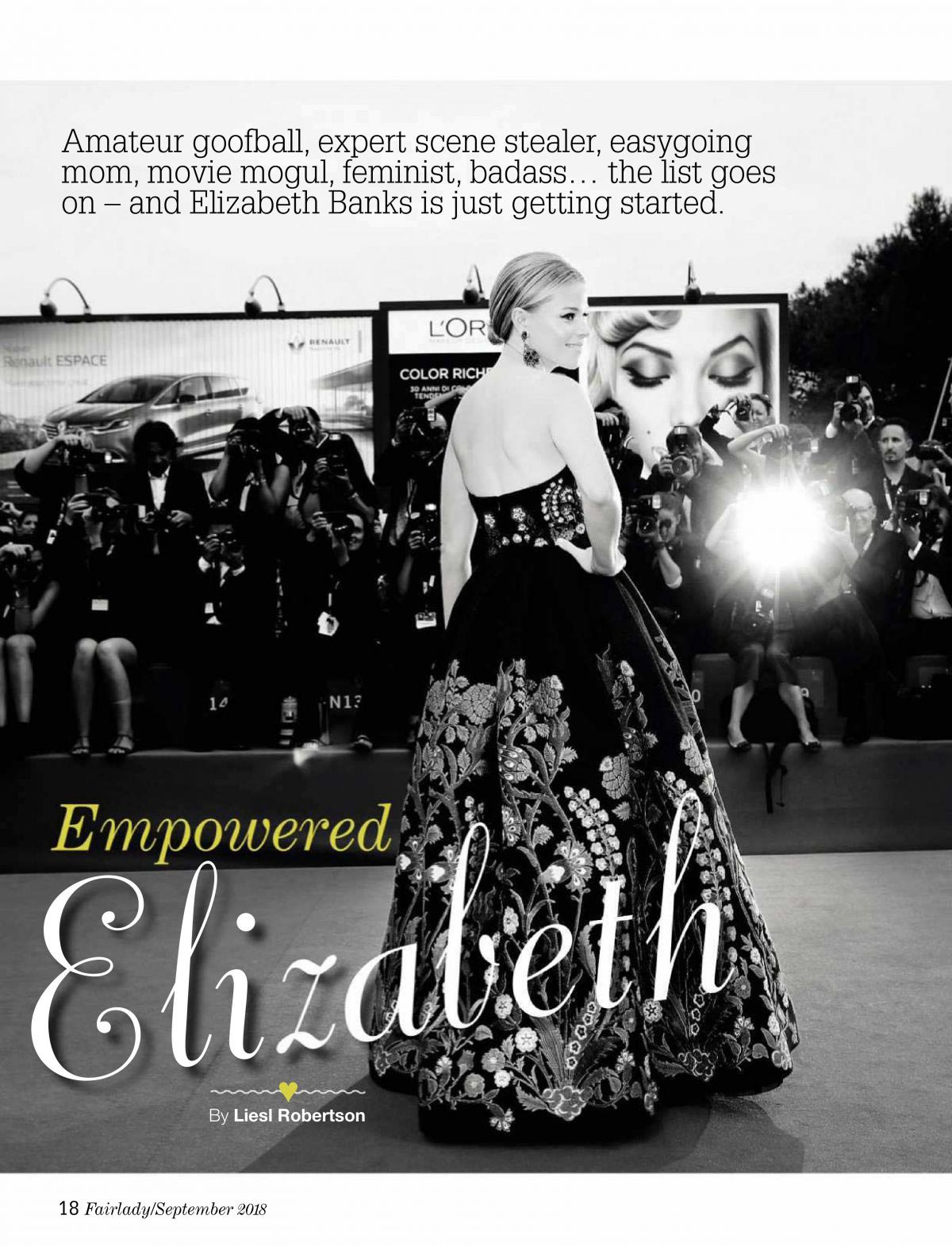 Elizabeth Banks in Fairlady Magazine, September 2018