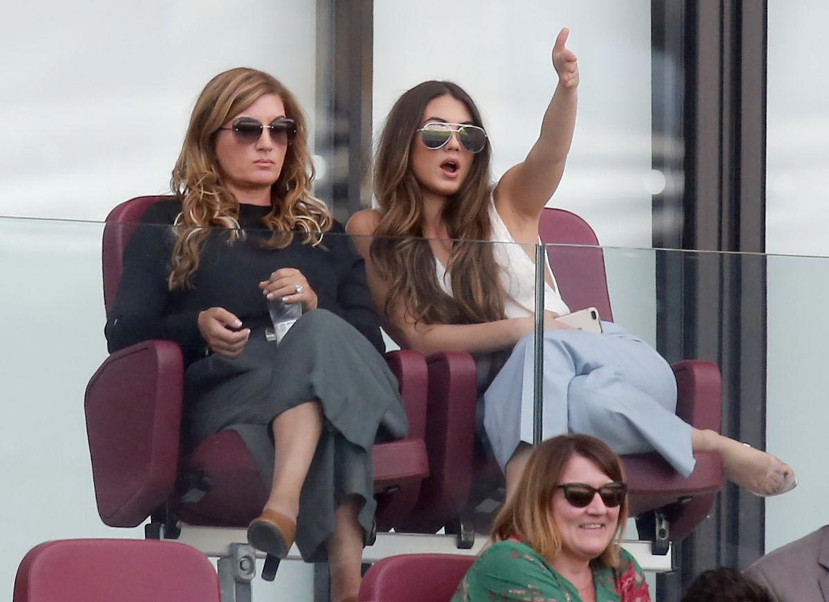 Karren Brady and Sophia Peschisolido at West Ham United vs Wolves Match in London 2018/09/01