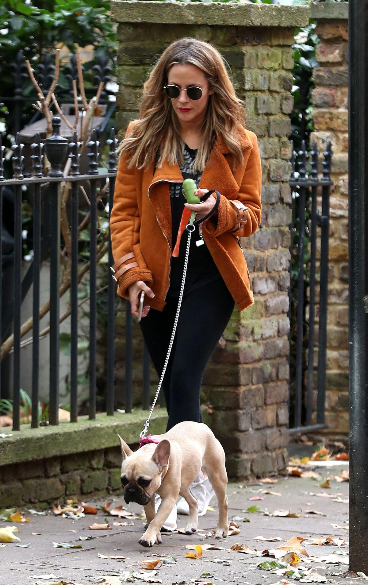 Caroline Flack Out with Her Dog in London 2018/11/06