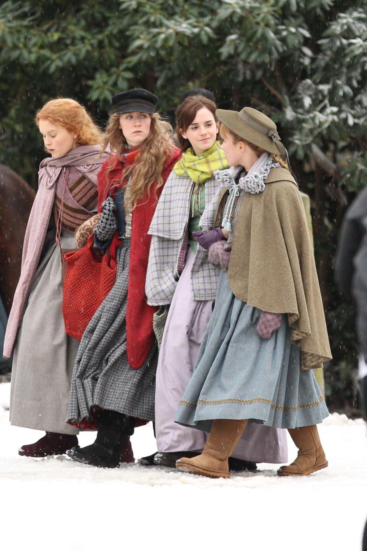 Emma Watson, Florence Pugh, Eliza Scanlen and Saoirse Ronan on the Set of Little Women in Harvard 2018/11/05
