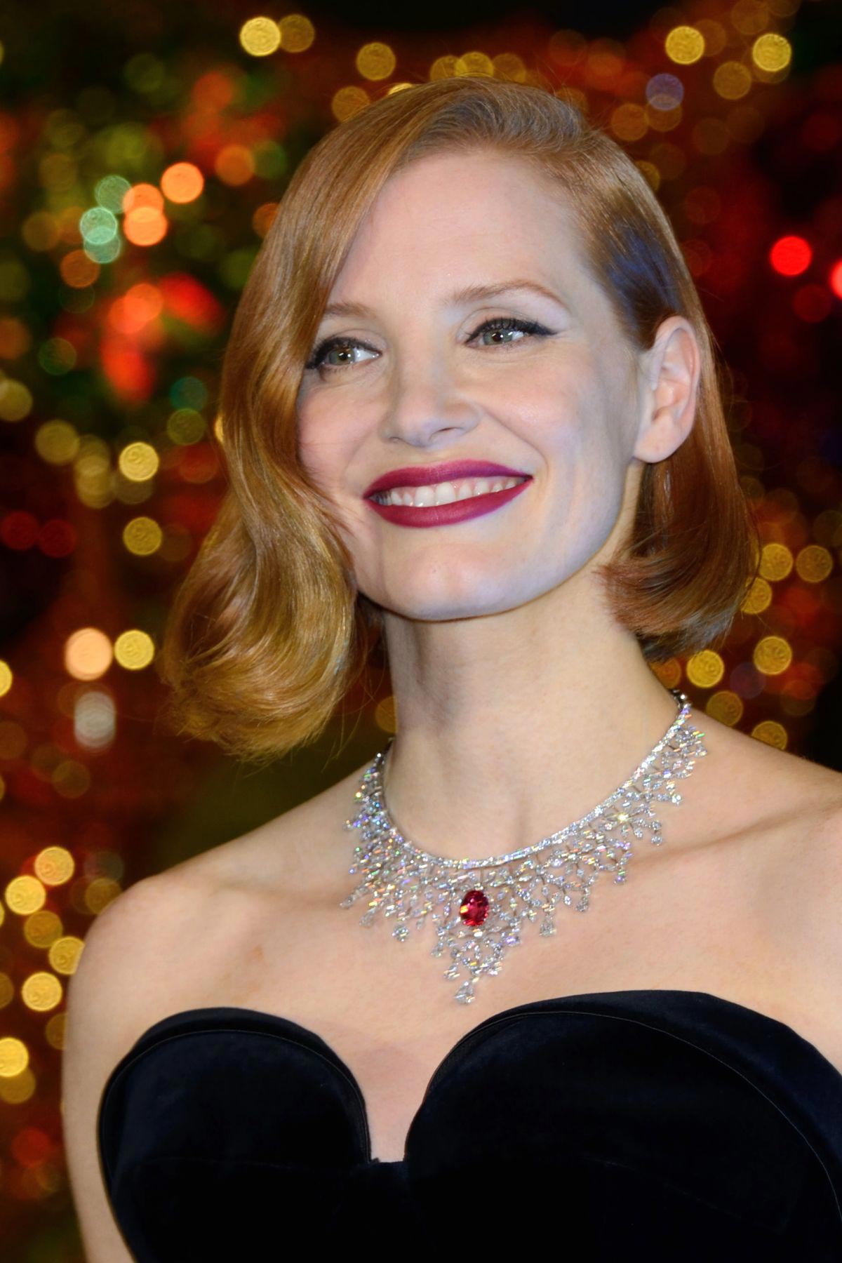 Jessica Chastain at Les Galeries Lafayette Christmas Decorations Inauguration in Paris 2018/11/07