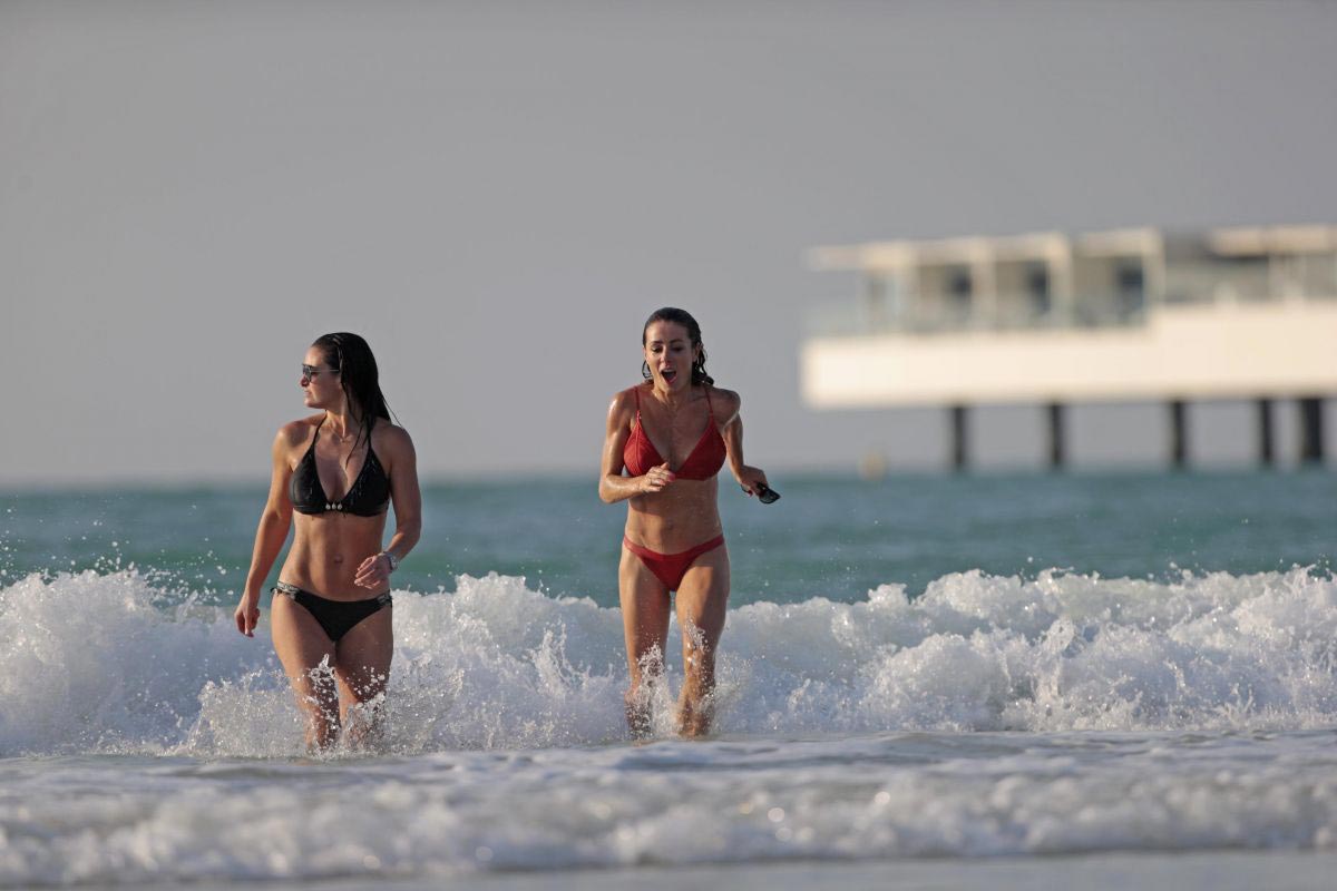 Kirsty Gallacher and Natalie Pinkham in Bikini at a Beach in Abu Dhabi 2018/11/25