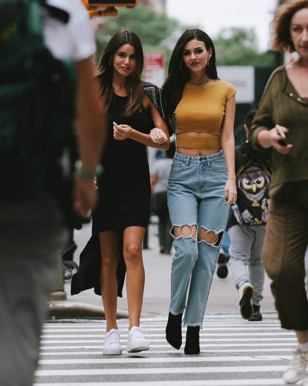 Victoria Justice and Madison Reed on the Set of a Photoshoot in New York, September 2018