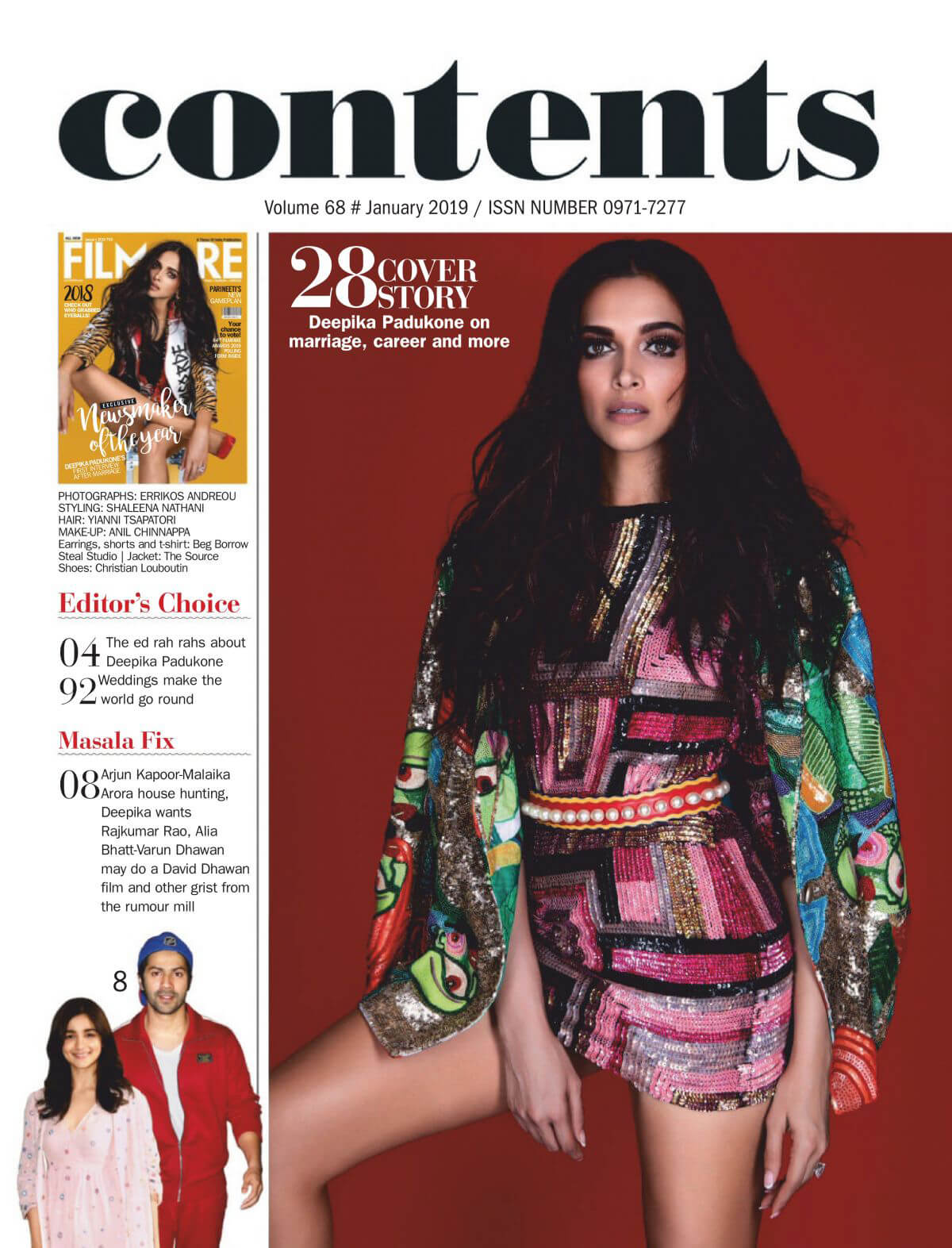 Deepika Padukone in Filmfare Magazine, January 2019