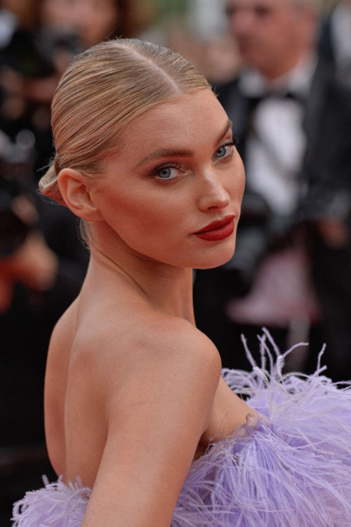Elsa Hosk exudes the model glamour in plunging chiffon gown at the 