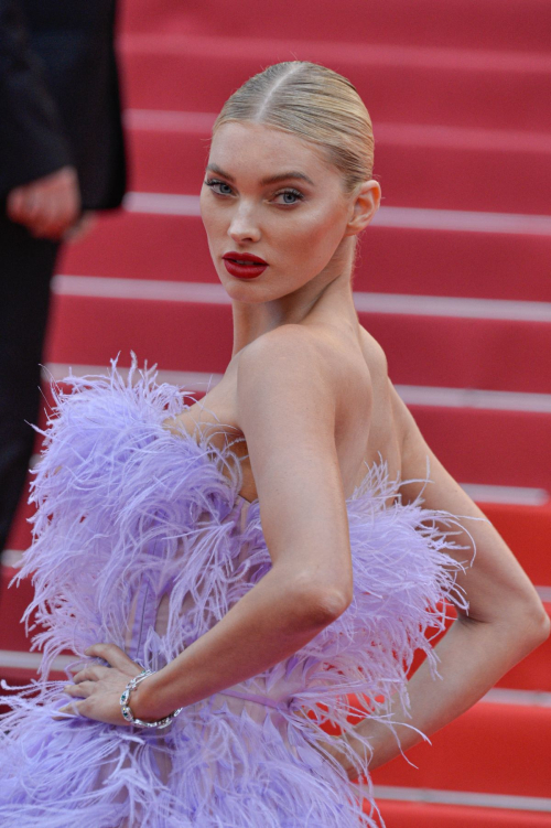 Elsa Hosk exudes the model glamour in plunging chiffon gown at the 