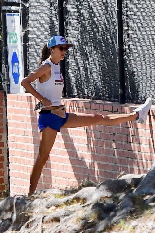 Alessandra Ambrosio During Jogging in Short Pants Out  in Brentwood 2020/06/11