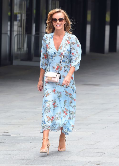 Amanda Holden in Blue Floral Dress at Global Radio in London 2020/06/04 1