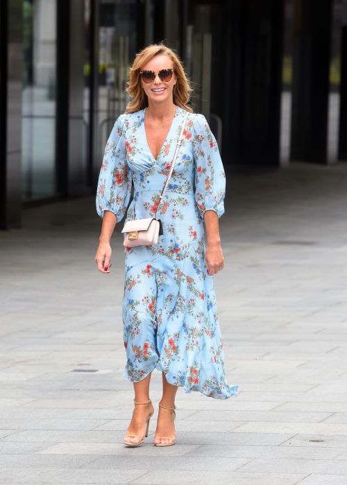 Amanda Holden in Blue Floral Dress at Global Radio in London 2020/06/04 5