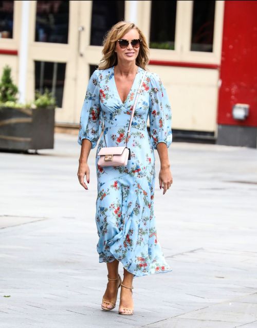 Amanda Holden in Blue Floral Dress at Global Radio in London 2020/06/04 9